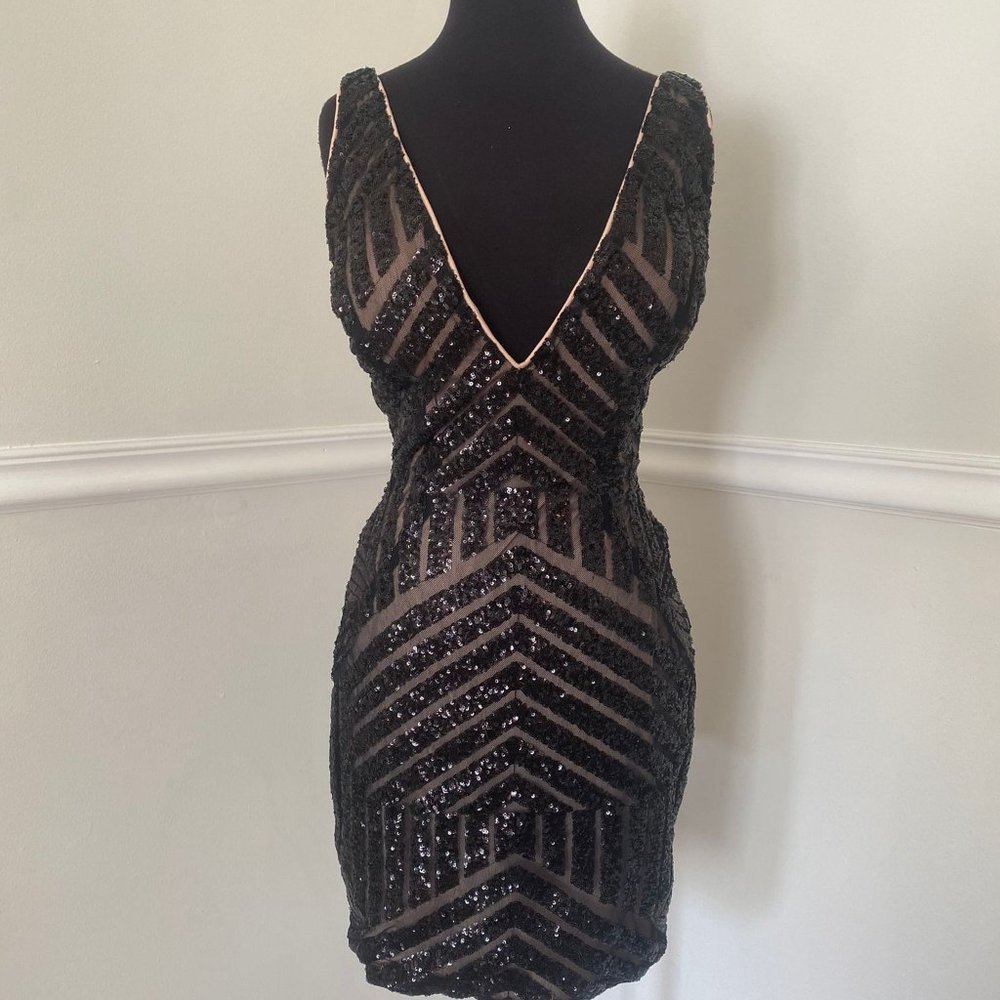 Jovani Balck & Nude Sequin Dress - Picture 5 of 7